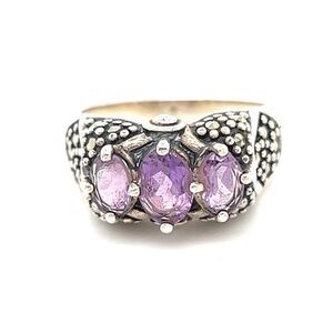 Sterling Silver 3-Amethysts Ring